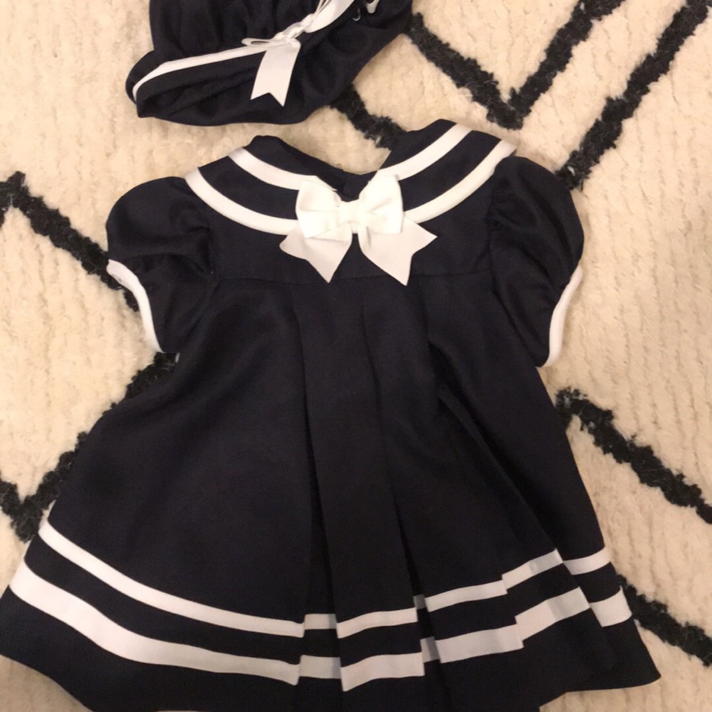 Rate editions dress and hat 3-6 months navy